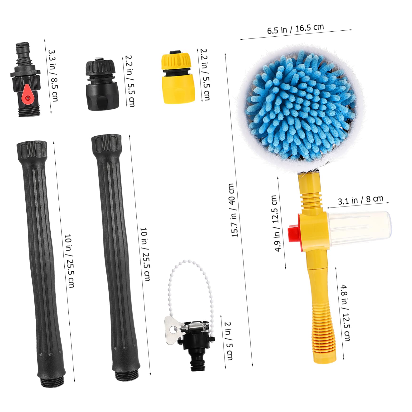 OUNONA Brosse de Lavage de Voiture Automatique Rotative Forte Absorption d'eau avec Manche Long en Chenille et PP Protège la Peinture, Nettoyage des Vitres et Sols