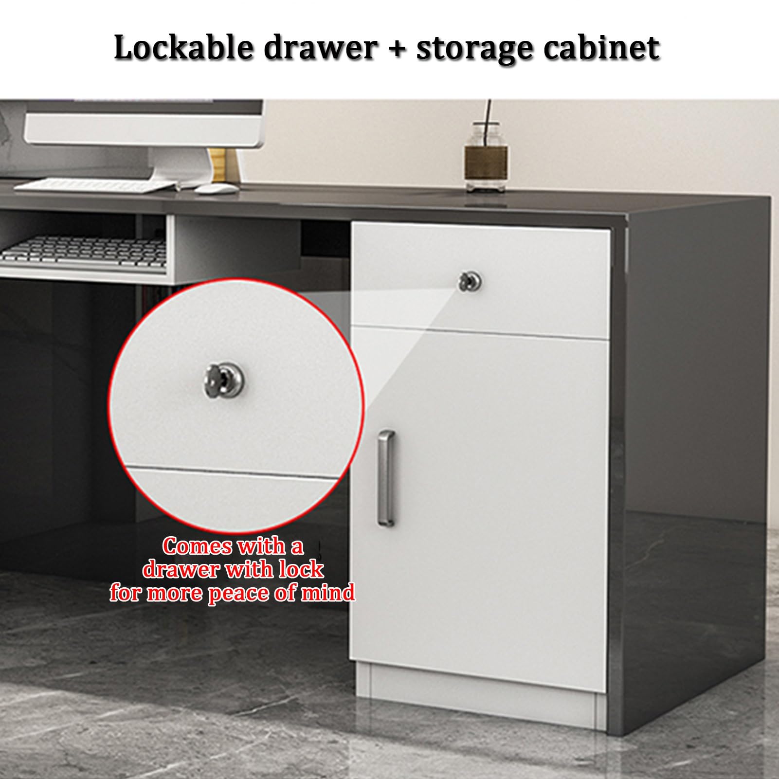 Platzsparender Empfangstisch mit Registrierkasse für Büro & Einzelhandel 140x59x101cm - Ideal für Empfangsbereiche & Kundenservice