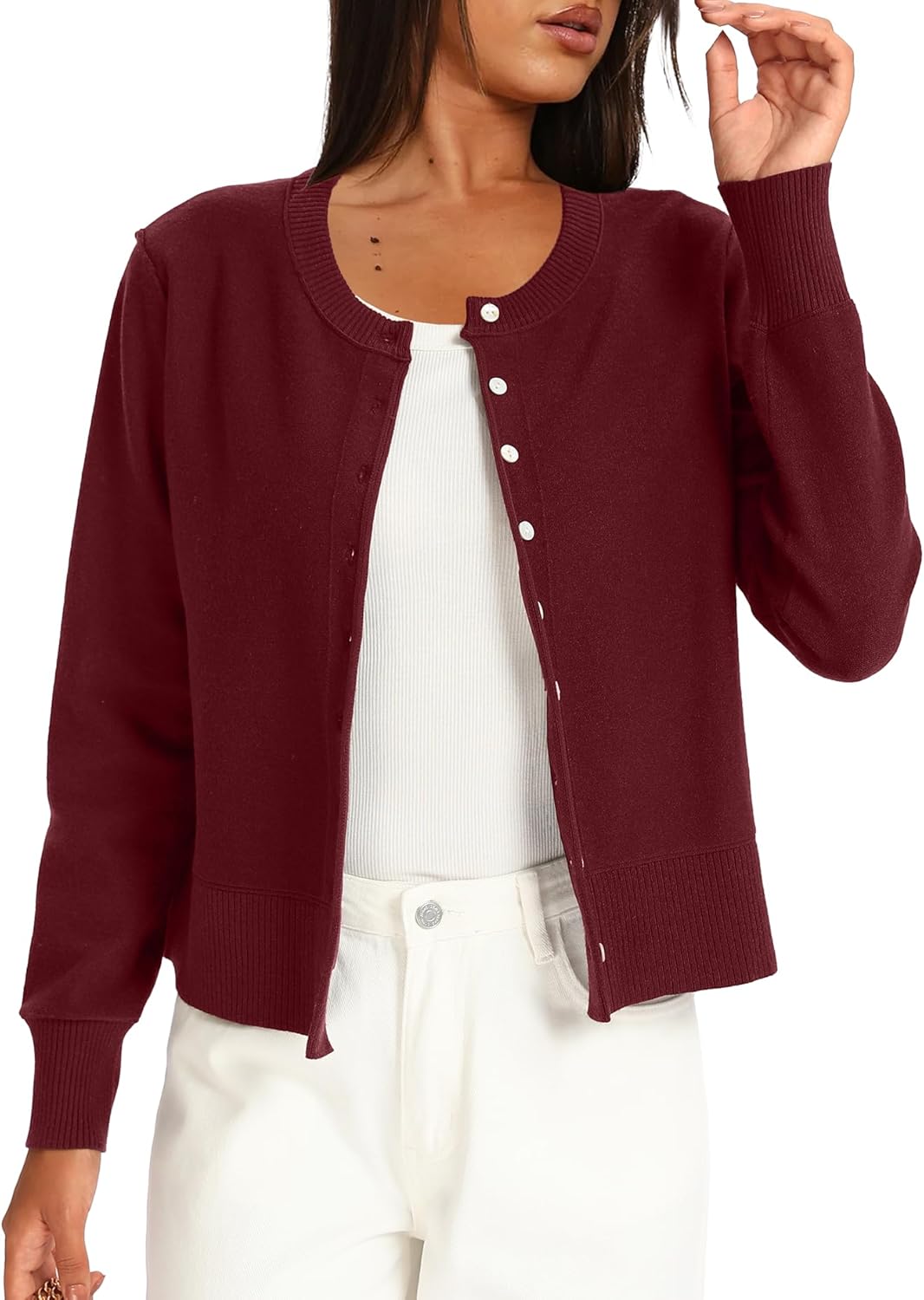 Darong Women's Lightweight Cardigan Sweater Long Sleeve Button Down Crew Neck Spring Outfits Fashion 2026 Clothing - Image 3