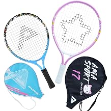 AMA SPORT 17" Baby Pink Kids Tennis Racket with 17" Graffiti Blue Kids Tennis Racket