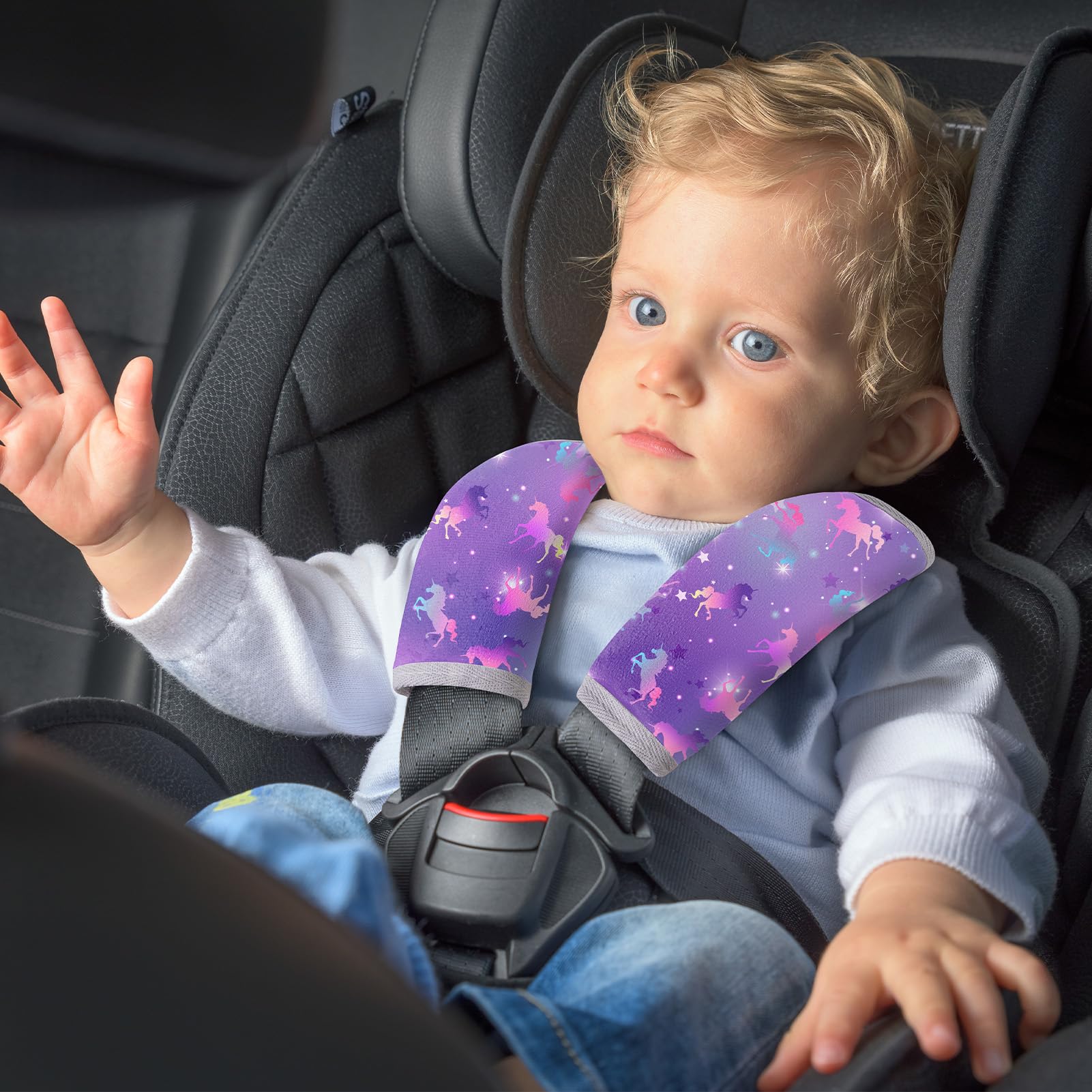 MHJY Copri Cintura di Sicurezza Auto Bambino Copricintura 2 Pezzi Imbottitura Cintura Sicurezza Bambini Protezione Cuscino per Passeggino Neonato Infante Ragazze Ragazzi