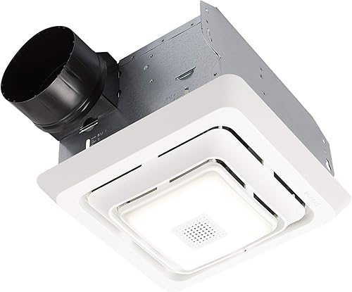 Broan-NuTone SPK80L - Luz LED de ventilación con altavoz Bluetooth para baño 80 CFM ventilador de baño de 25 Sones color blanco Broan-NuTone SPK80L - Luz LED de ventilación con altavoz Bluetooth para baño 80 CFM ventilador de baño de 25 Sones color blanco