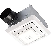 Broan-NuTone SPK80L Bluetooth Speaker Ventilation Fan with LED Light, 80 CFM, 2.5 Sones, White