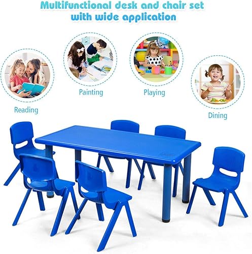 Miniatura 6 de Costzon Sillas escolares apilables de plástico, paquete de 6, sillas de aprendizaje para niños con altura de asiento de 11 pulgadas, asa de