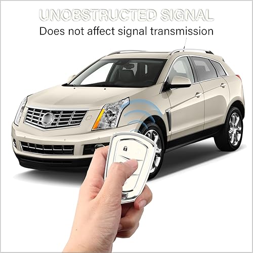 Miniatura 5 de QBUC Funda para llavero Cadillac con llavero cromado y plateado, funda de protección de TPU suave compatible con Cadillac Escalade ATS CTS CT6 XTS