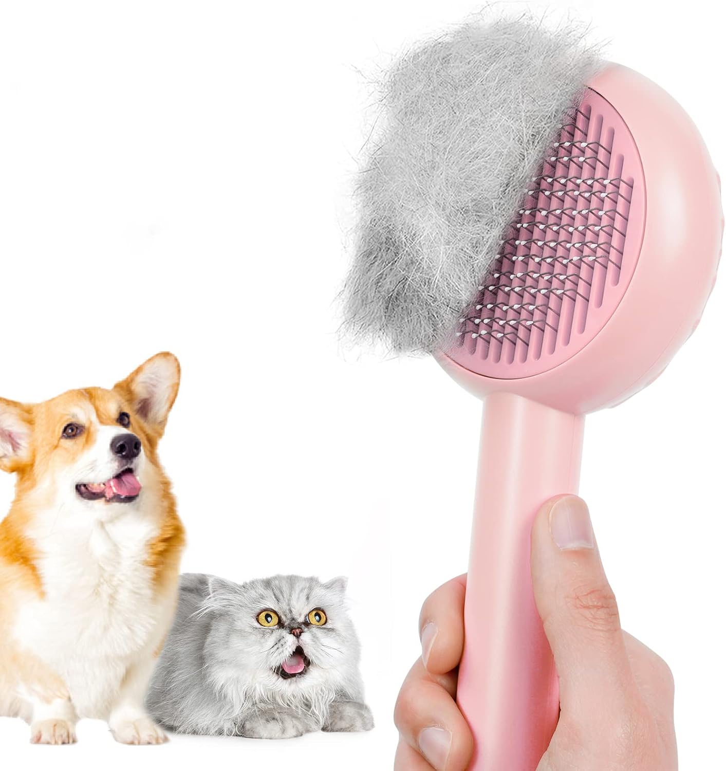 HICC GROOM! Pet Grooming Brush for Cats, Self Cleaning
