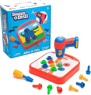 Design & Drill ABCs & 123s - Construction Toys & Toddler Tools, Kids Tool Set with Real Electric Drill Toy, Preschool Learning Activities, Building Kits and Gifts for Ages 3+