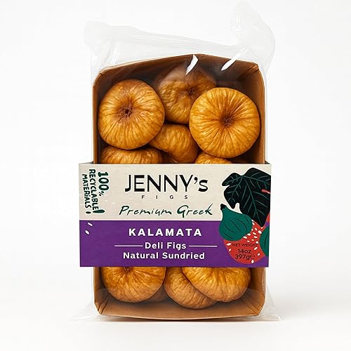 Jenny’s Kalamata Natural Sundried Figs 397g (14 oz) | Eco-Pack | Handpicked in Kalamata, Greece | Naturally Sweet | From NON-GMO Trees | Sustainable Packaging | Perfect for Vegan & Gluten-Free Diets