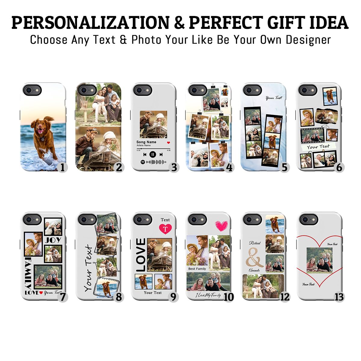Klsify Custom Case for iPhone 7/8/SE 2020/SE 2022/SE2/SE3/SE 2nd/3rd Gen Spotify Photo Personalized Customizable Music Player Song Plaque Picture Customize Design Dual Layer Soft Hard Glossy Cover