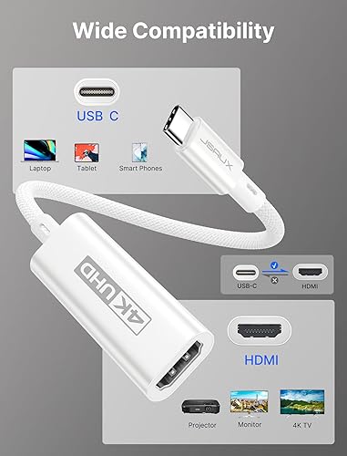 Miniatura 7 de JSAUX Adaptador USB-C a HDMI 4K a 60 Hz, adaptador Thunderbolt 34 a HDMI, adaptador HDMI a USB-C compatible con iPhone 15 Pro15 Pro Max, MacBook