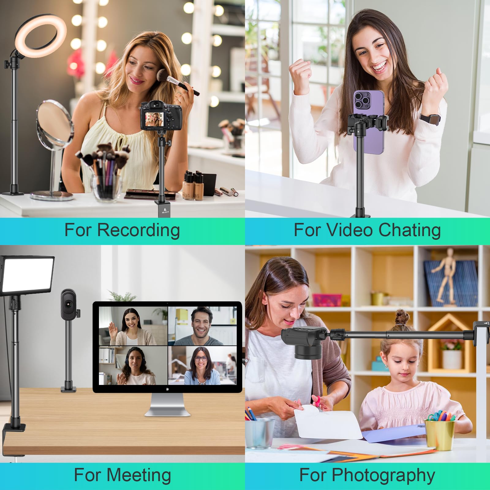 Ailight Camera Desk Mount Webcam Stand, Adjustable Table Camera Stand with 1/4