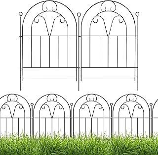 The Fellie Metal Garden Fence, 10 Panels Decorative Garden Fence Borders for Landscape/Backyard/Patio, Outdoor Rustproof Fence Panel screening Animal Barrier, 32L*42H CM