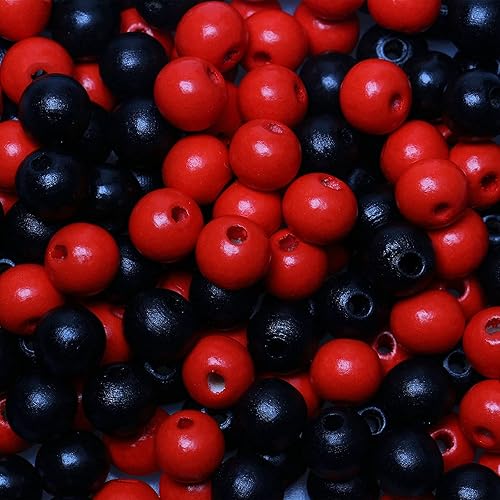 Miniatura 5 de Cuentas de madera de 0.394 pulgadas (0.394 in), 200 cuentas redondas de madera sueltas de madera para hacer cuentas, manualidades, decoración del