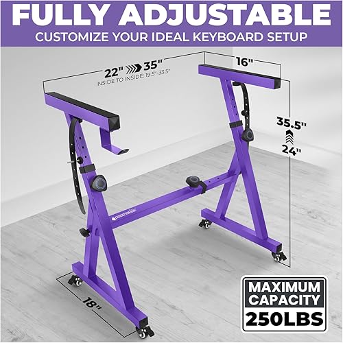 Miniatura 8 de Plixio Soporte para teclado de piano con ruedas  Estilo Z ajustable y portátil profesional soporte resistente para piano digital para pianos