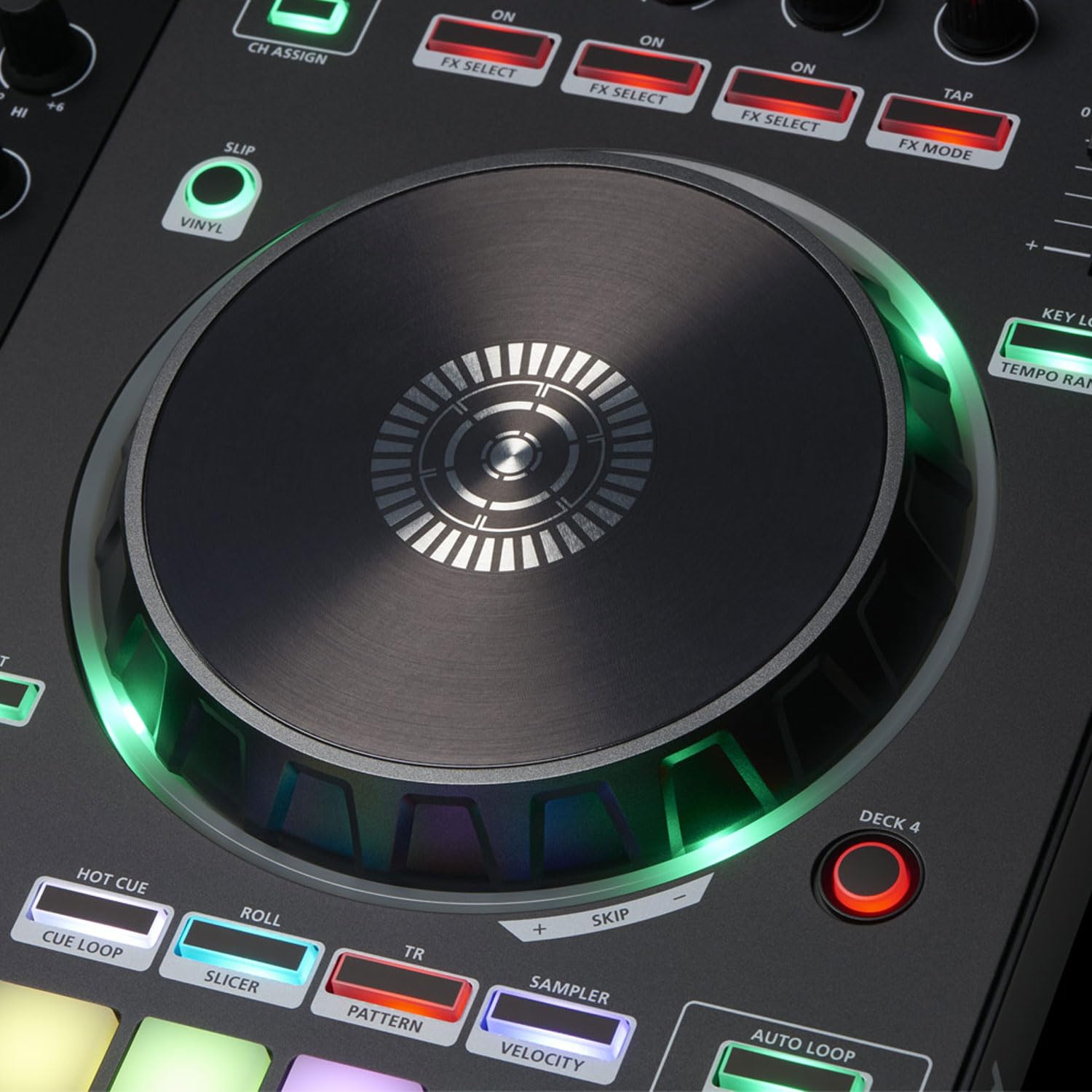 Roland DJ Controller DJ-505 2-Kanal 4-Deck DJ-Pult mit keepdrum Mikrofasertuch