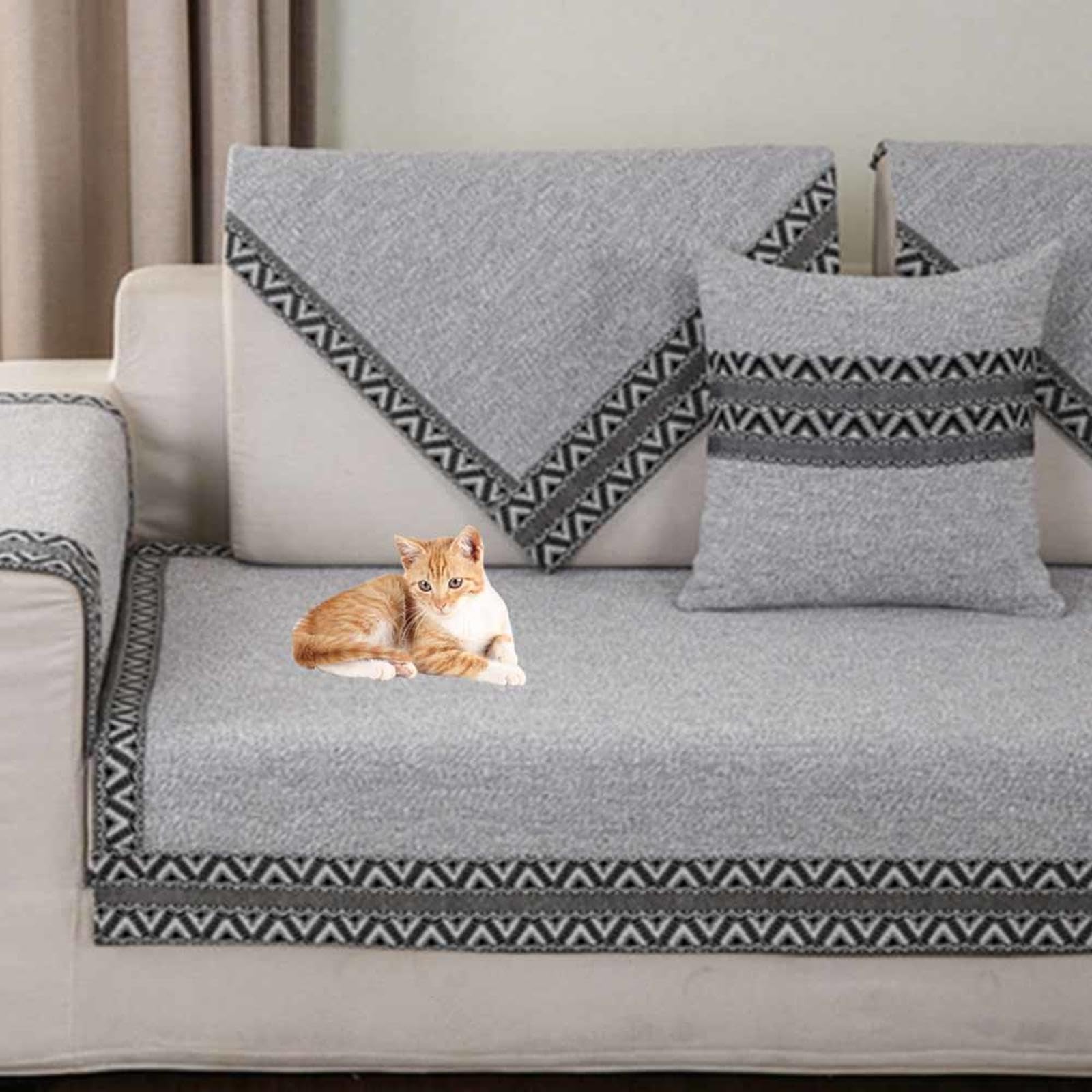 Racib L Shape Velvet Sofa Cover, Non-Slip, Waterproof, 110x240cm
