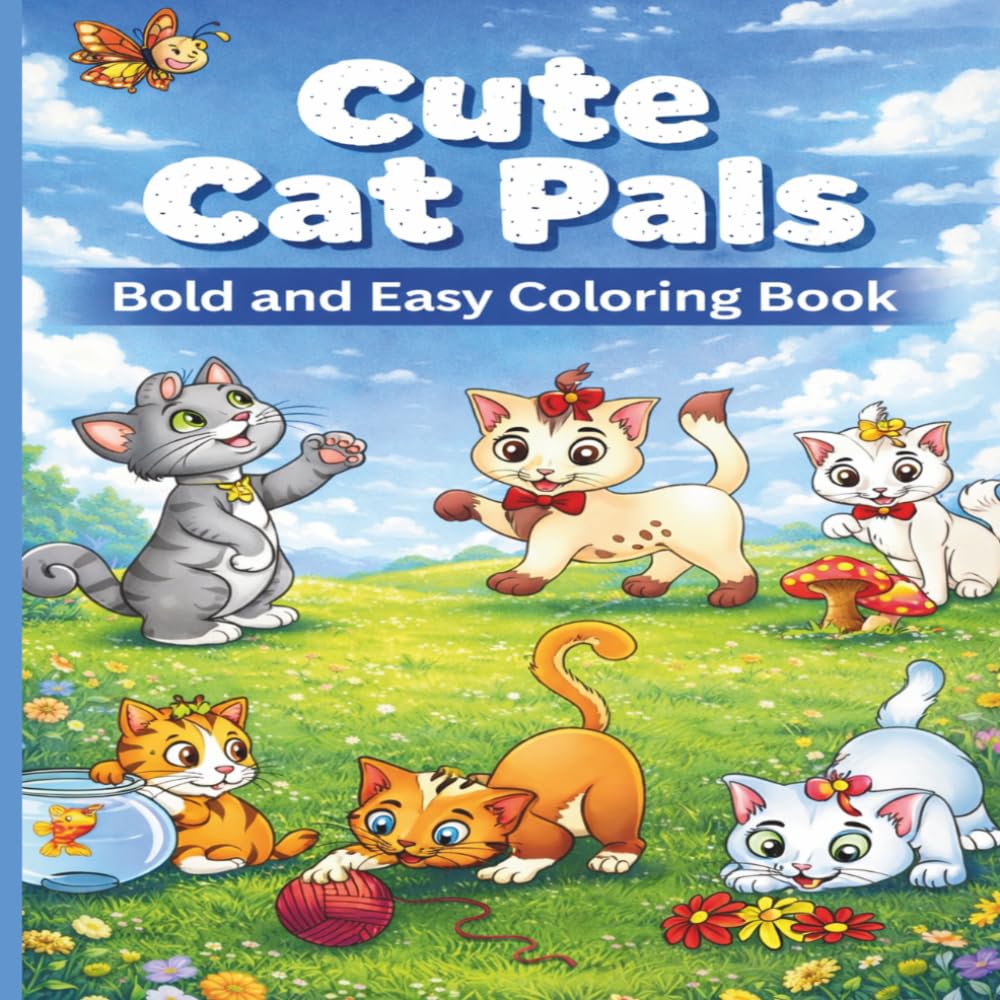 Cute Cat Pals: Bold and Easy Coloring Book