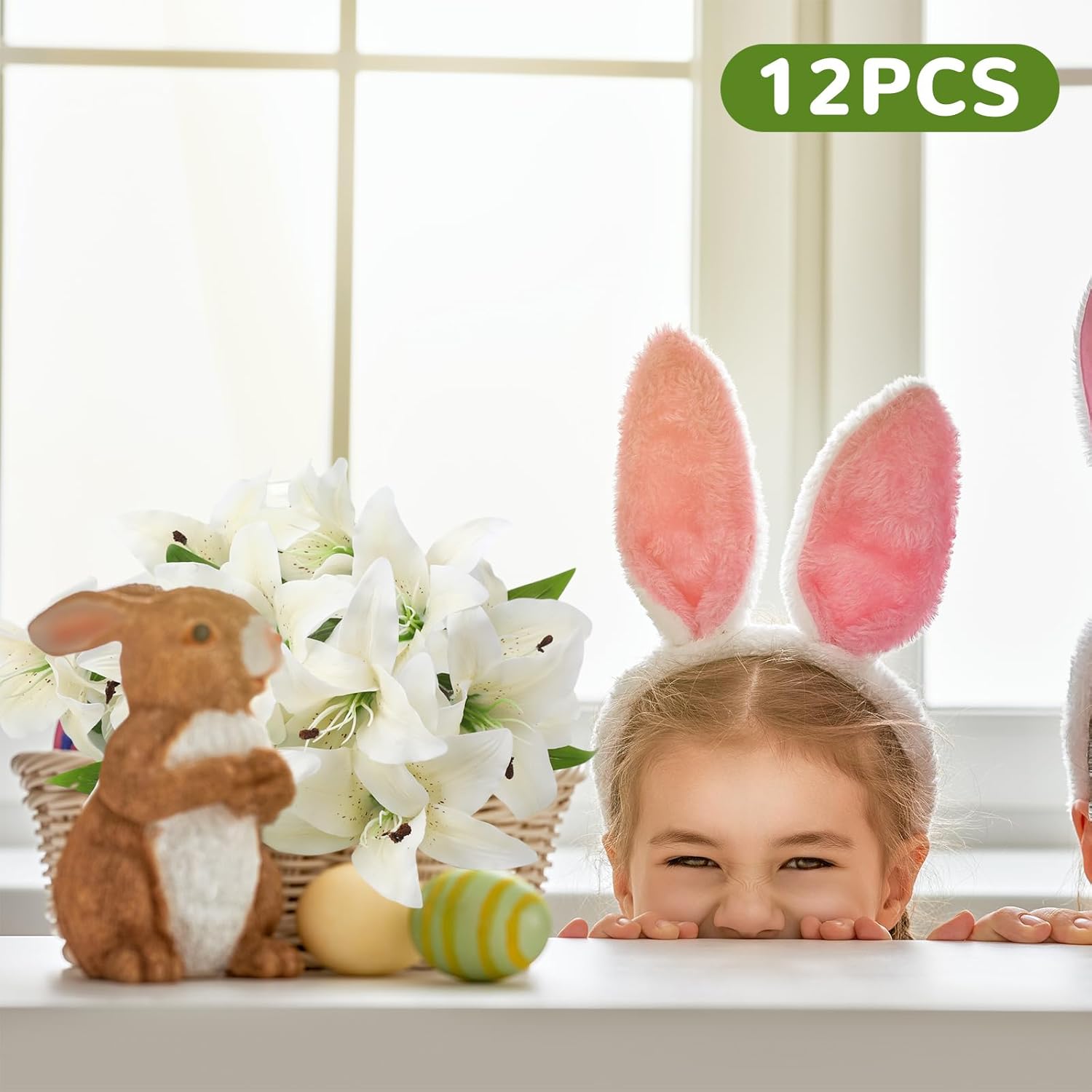 Riceshoot 12 Pcs Artificial Tiger Lily Flowers Real Touch Easter White Latex Fake Lily Bouquet Faux Flowers for Easter Indoor Home Table Office Wedding Decoration - Image 3