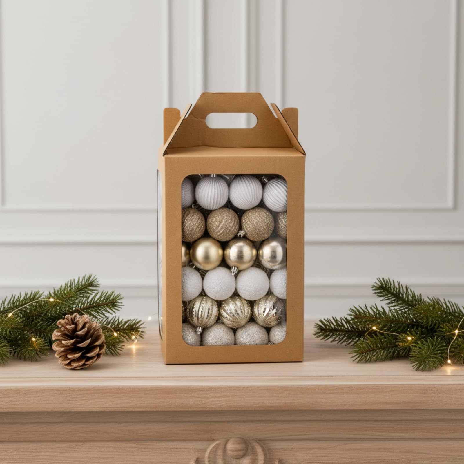 Festliche Christbaumkugeln Weihnachtskugeln Baumschmuck Kugelornamente Christbaumschmuck aus Polystyrol Bruchsicher mit Vielfältigen Oberflächen Und, 6 cm, Color to 1