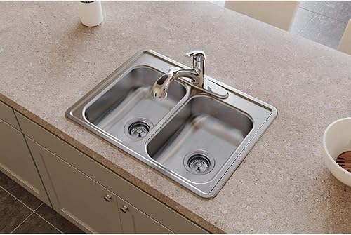 Miniatura 2 de Elkay D22519 Dayton Fregadero de cocina empotrable de doble lavabo de acero inoxidable de 25" - 2 agujeros para grifo (medio derecho)