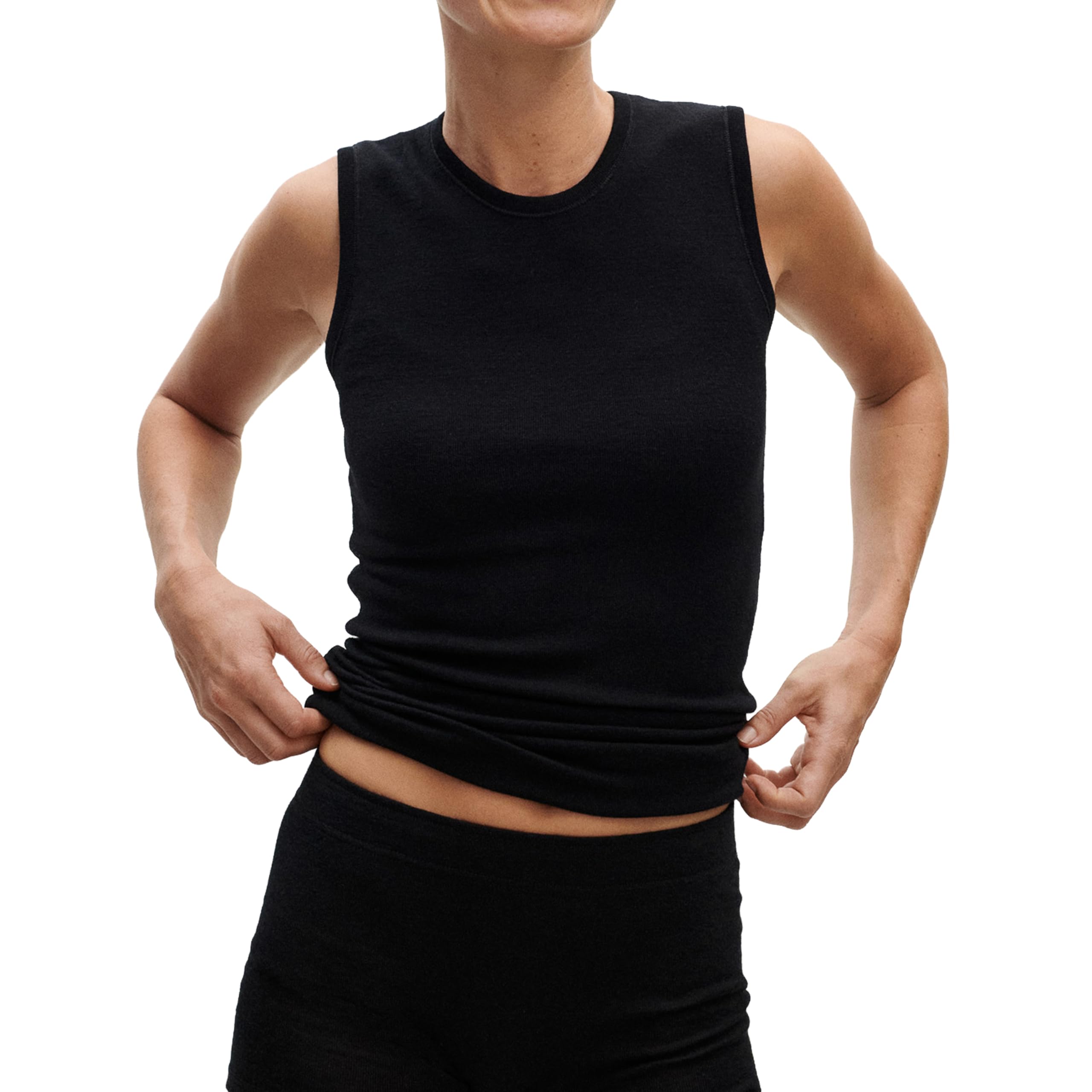 Dilling Women's Black Tank Top In Merino Wool For - 18