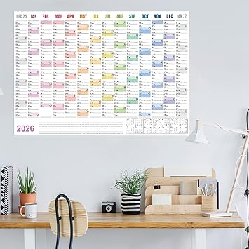 Calendar for 2026 Poster Size Schedule Planning Accessory Supplies