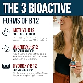 BioActive Vitamin B12 5000 mcg | Contains 3 BioActive Forms B12 Plus Methylfolate Cofactor - Methyl B12, Adenosyl B12 & Hydroxy B12 | Sublingual Form, Berry Flavor, Organic, Vegan (60 Servings)