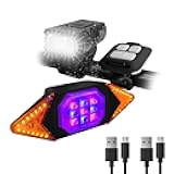 Bike Lights Front and Back Rechargeable, MakeTheOne Super Bright Bicycle Headlight and Tail Light Set Turn Signals, Easy to Install Safety Flashlight Warning Rear Blinkers for Night Riding Cycling