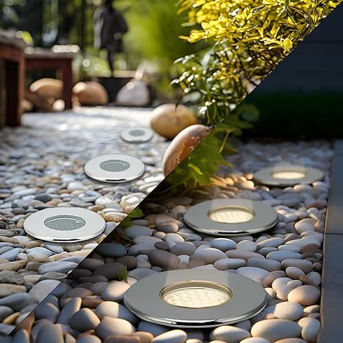 Miniatura 6 de HHTUN Luces LED de pozo en el suelo, 1W 12V-24V DC, IP67 impermeable enterrado subterráneo iluminación de paisaje al aire libre, blanco cálido 3000 K