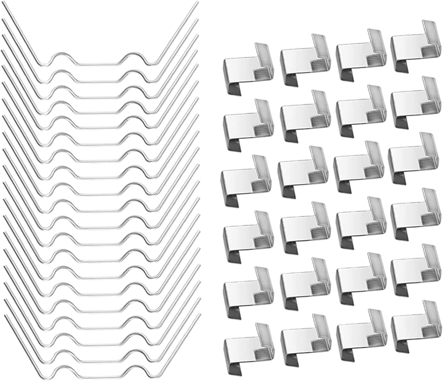 MaikcQ25 Pcs Greenhouse Glass Clips, Stainless Steel Greenhouse Fixing Clips-25 W Clips and 25 Z Clips for Greenhouse Glass Replacement Accessories