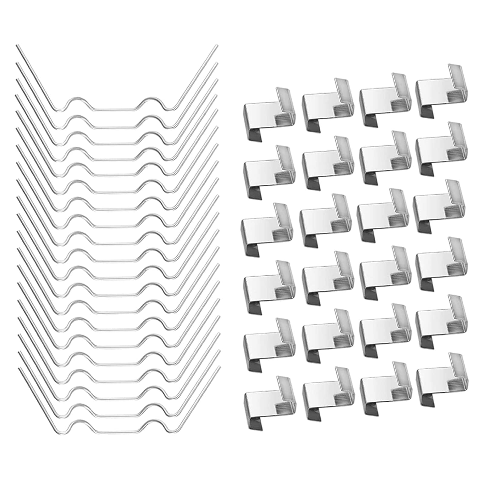 MaikcQ25 Pcs Greenhouse Glass Clips, Stainless Steel Greenhouse Fixing Clips-25 W Clips and 25 Z Clips for Greenhouse Glass Replacement Accessories
