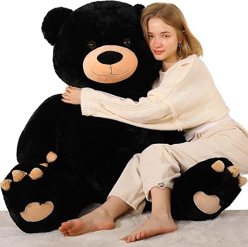 Miniatura 19 de Tezituor Oso de peluche gigante de 52 pulgadas, peluche grande de animales de peluche, color verde arcoíris, regalos suaves para San Valentín, Arco