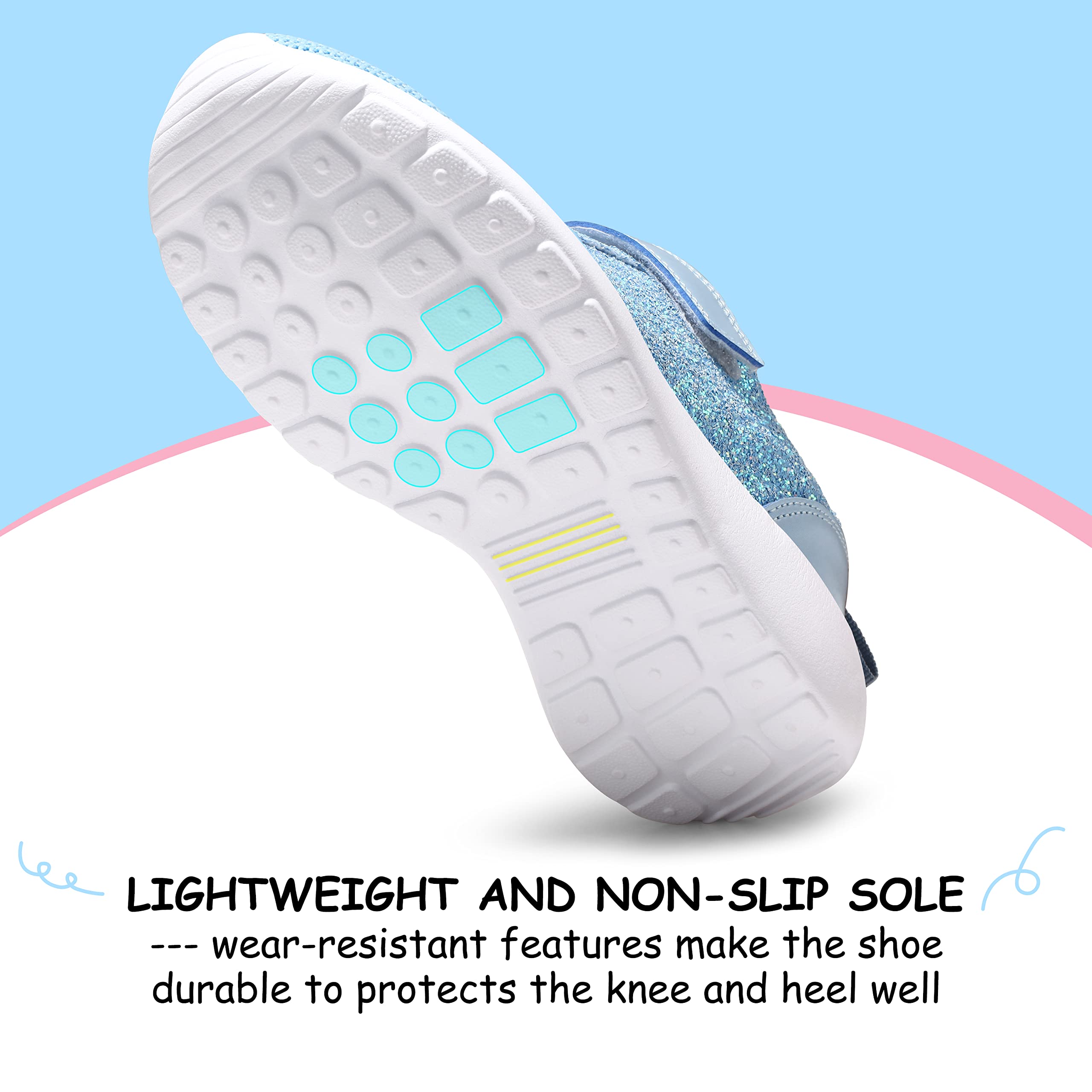 Harvest Land Girls Trainers Kids Athletic Shoes Toddlers Glitter Sneakers Breathable Tennis Running Sports Shoes — view 4