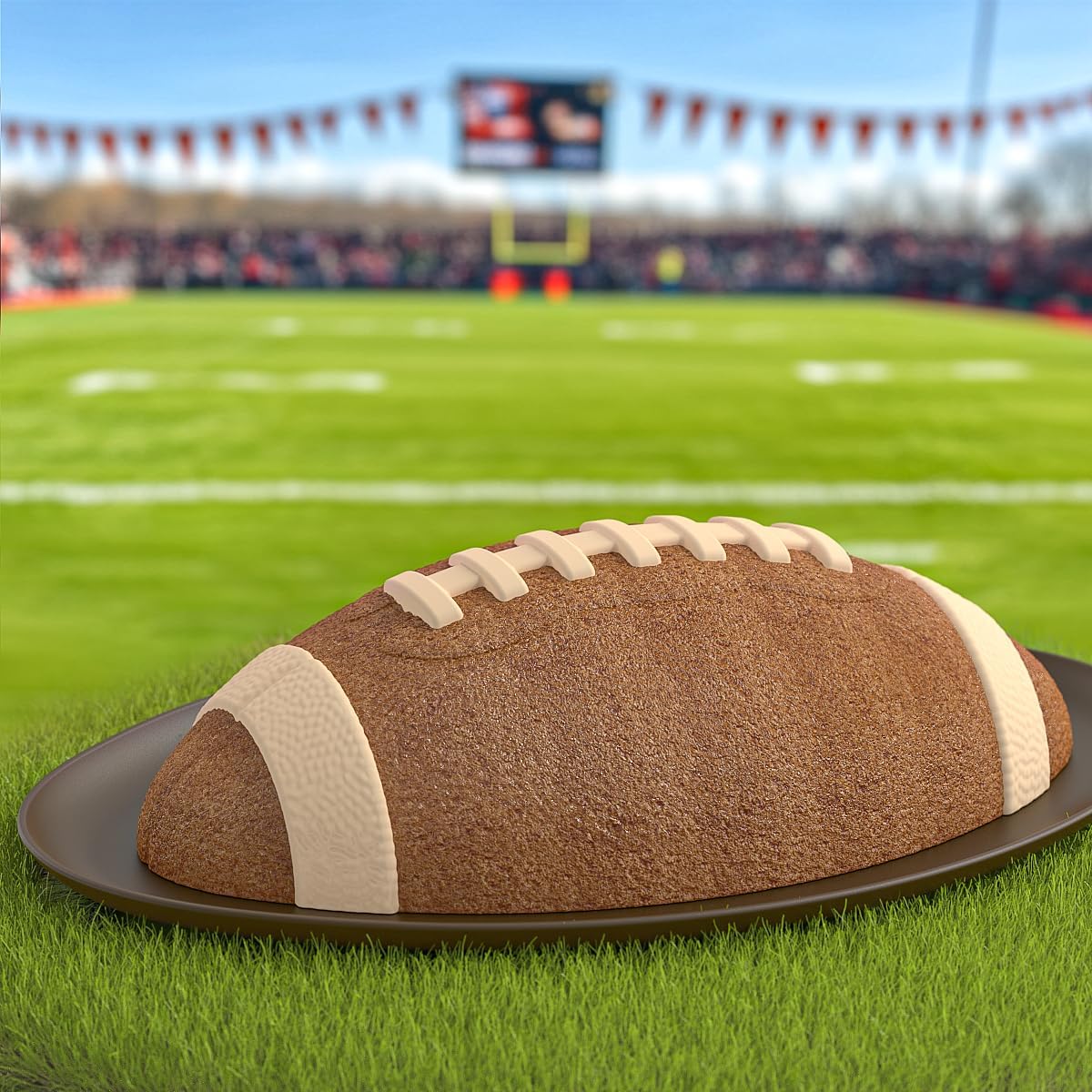 Football Cake Pan with Scraper - 12 Inch Nonstick Football Shaped Silicone Mold for Baking, 3D Breakable Chocolate Mold, Sports-Themed Party - Image 3