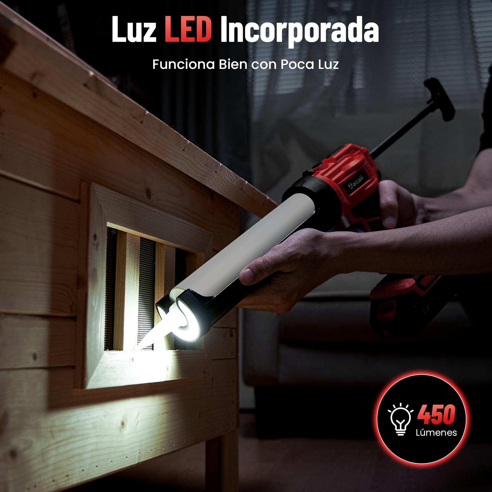 Pistola Silicona Bateria 18V, Velocidad Ajustable | Pistola Silicona Eléctrica con 2 Batería de 2.0Ah y Cargador, Ideal para Sellar, Rellenar, con Mecanismo Anti-Goteo