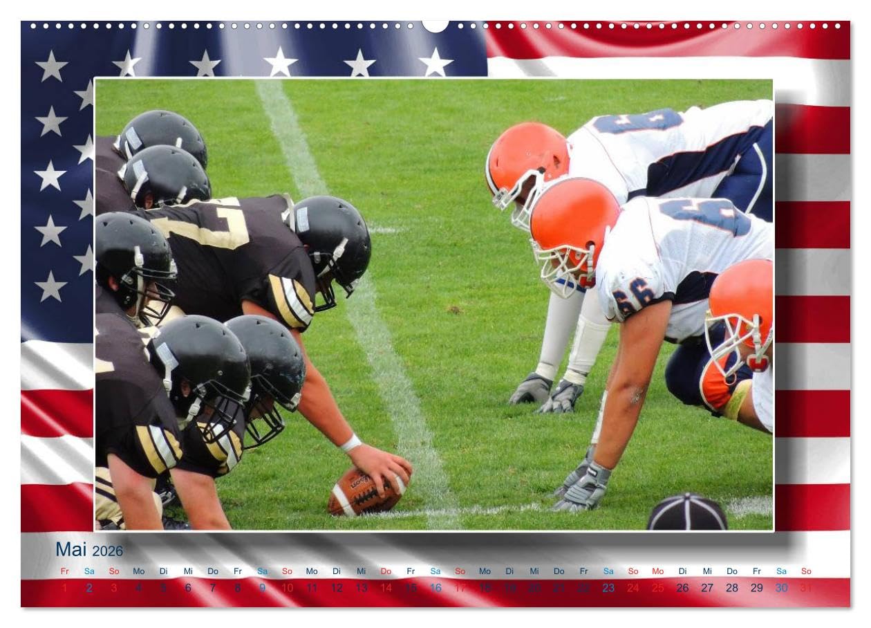 American Football - Kickoff (hochwertiger Premium Wandkalender 2026 DIN A2 quer), Kunstdruck in Hochglanz: Aktionsreiche Szenen aus der Welt des American Football (CALVENDO Sport)