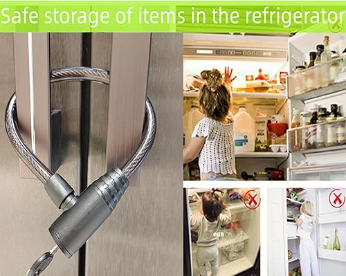 Miniatura 3 de Cerradura de nevera con llaves, gabinete y cerradura a prueba de niños, bloqueo de cable de bicicleta para armarios, cajones, nevera, bicicleta,