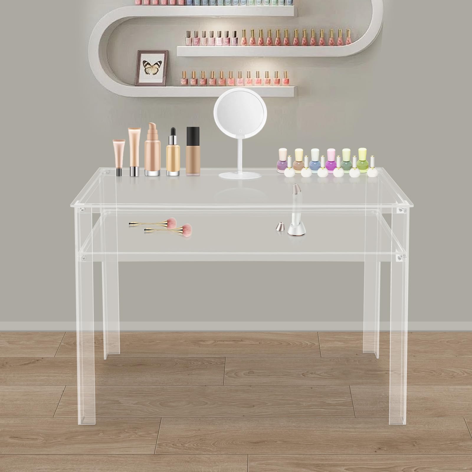 Scrivania in Acrilico Trasparente a 2 Livelli 100 x 50 x 75 cm per Computer