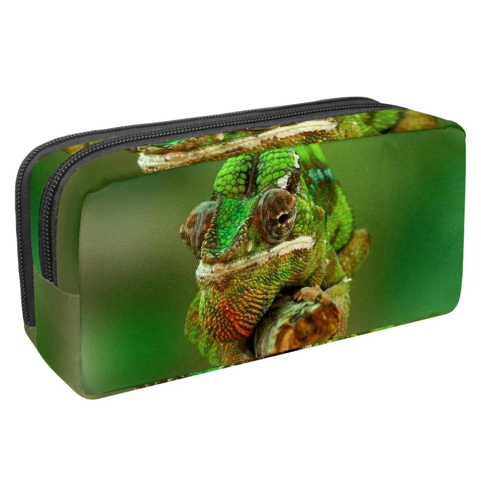 Eslifey Pencil Case, Chameleon Reptile Lizard Green Large Capacity Pencil Pouch Stationery Pen Bag