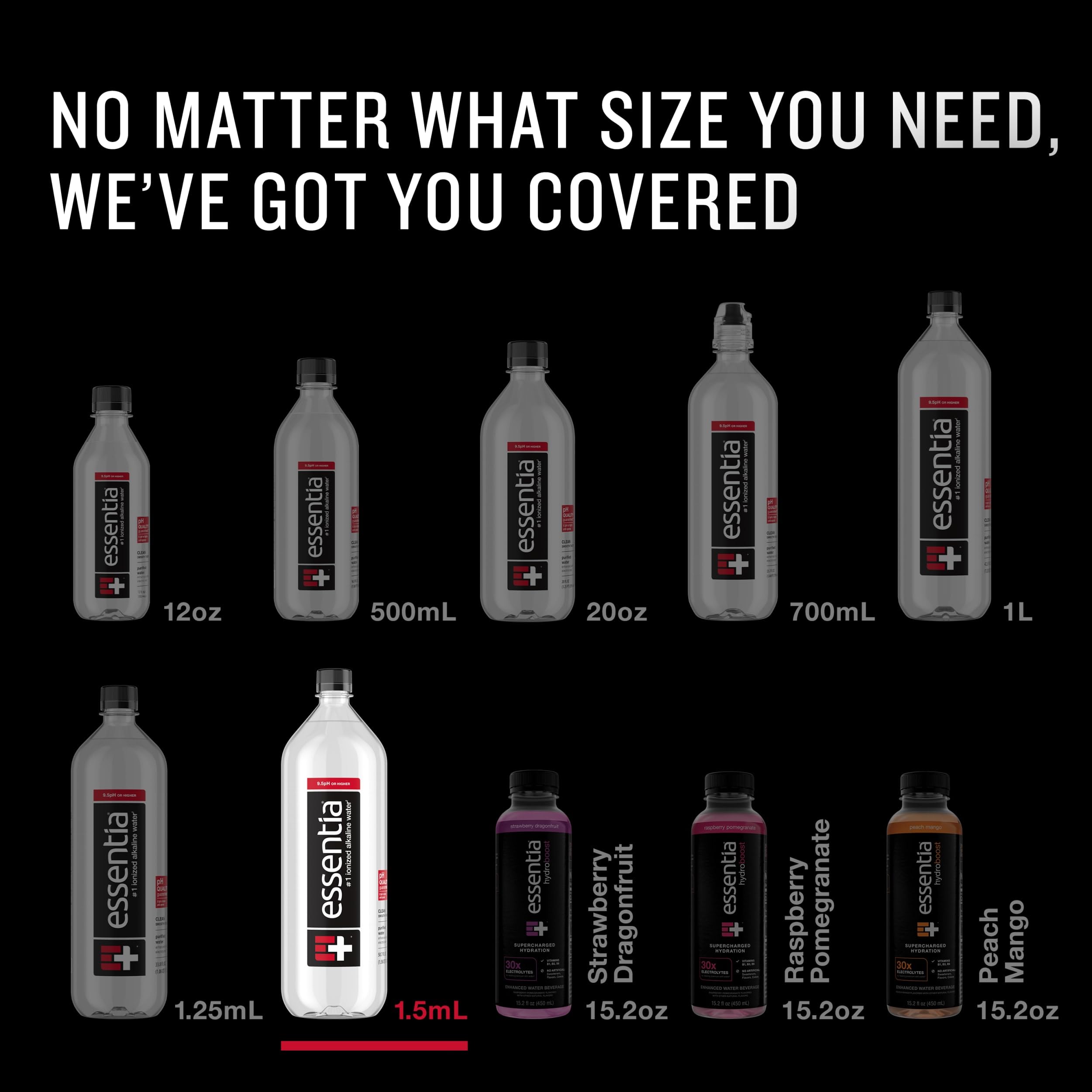 Essentia Bottled Water, 1.5 Liter Bottle; 99.9% Pure, Infused with Electrolytes for a Smooth Taste, pH 9.5 or Higher; Ionized Alkaline Water
