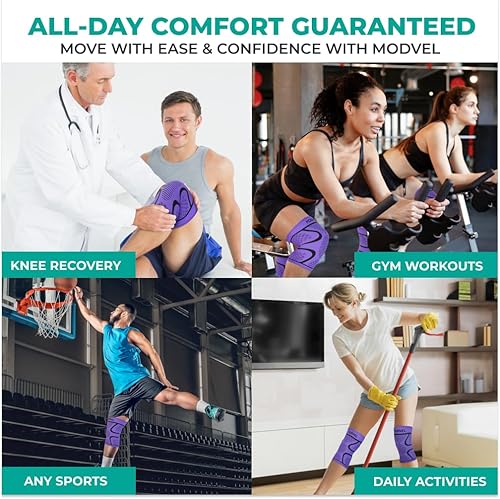 Miniatura 29 de Modvel Rodilleras para dolor de rodilla para mujeres y hombres, paquete de 2 rodilleras para dolor de rodilla, rodillera de compresión, soporte