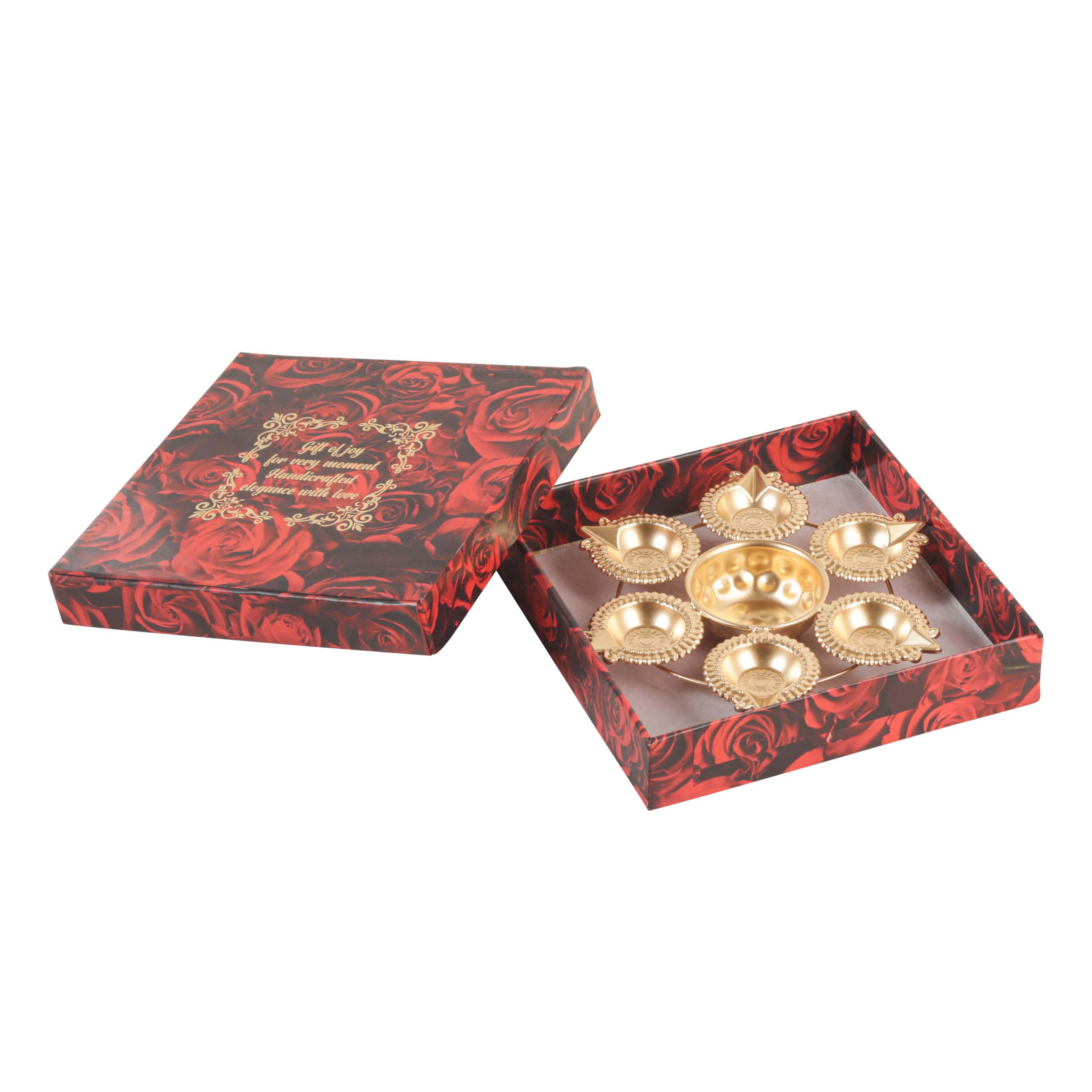 SWAY Home Decor Golden Metal Handcrafted Designer Diya Urli for Diwali with 6 Diyas Set-Traditional Decorative Bowl for Floating Flowers and Tea Light Candles, Diwali Urli, Decoration Items for Home-image-42