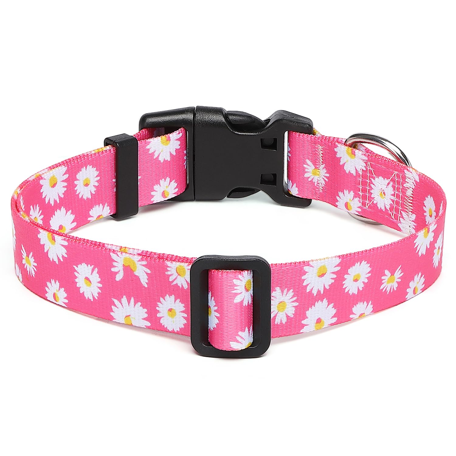 Suredoo Collare per Cani, Nylon Morbido Regolabile Collari per Cani, Gatti, Cuccioli di Taglia Piccola Media Grande (S, Rosa Margherita)