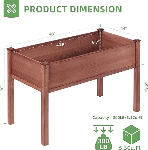 Miniatura 33 de Cama de jardín elevada de 31 x 16 x 31 pulgadas con patas, maceta de madera elevada para plantas al aire libre, flores, frutas, verduras y hierbas