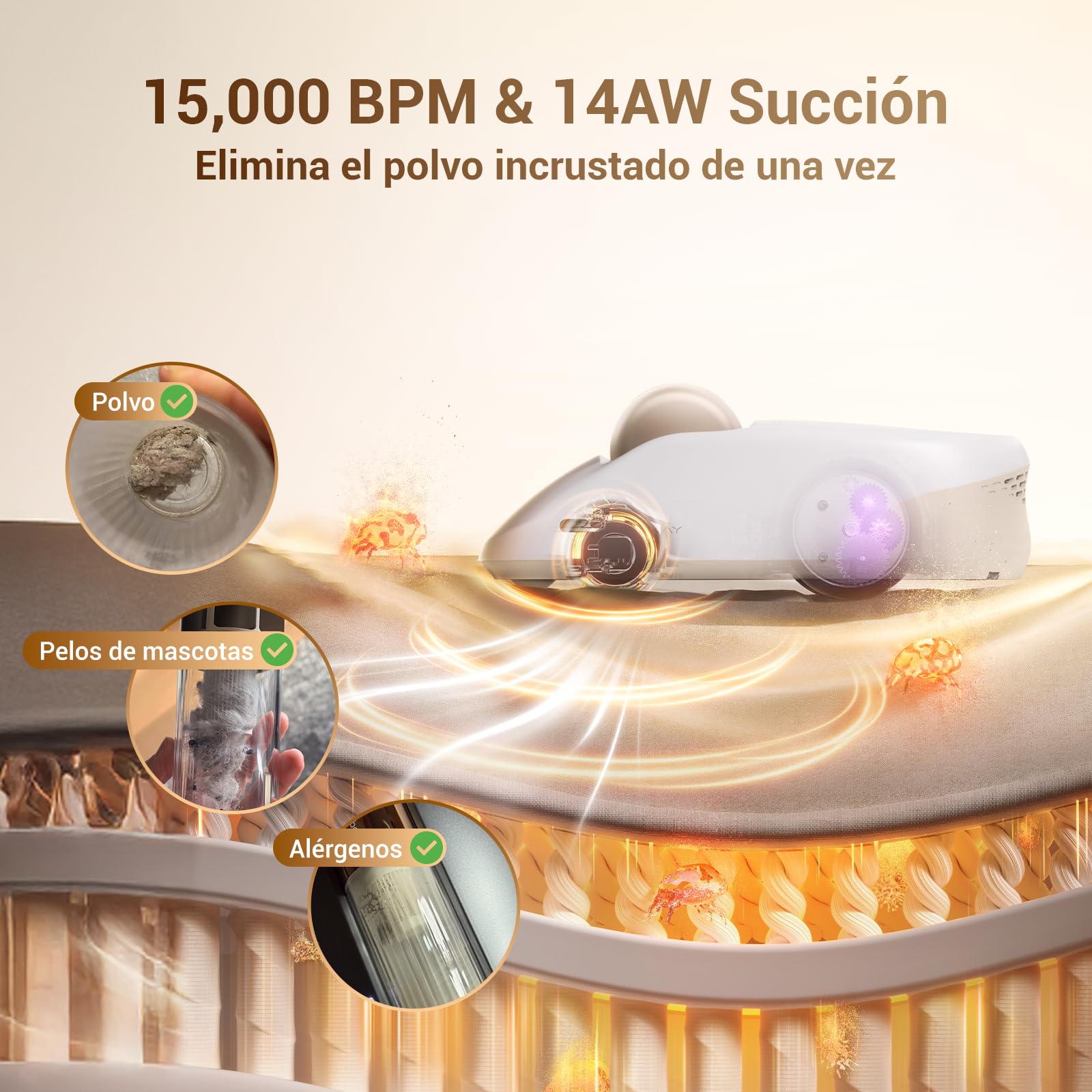 CREATULIZE X1 Robot Aspirador de Cama, Aspiradora Antiacaros para Colchones | Navegación Inteligente, Succión 14AW, Luz UV-C, Filtro HEPA, Aspirador sin Cable para Cama, Colchón, Sofá - Blanco
