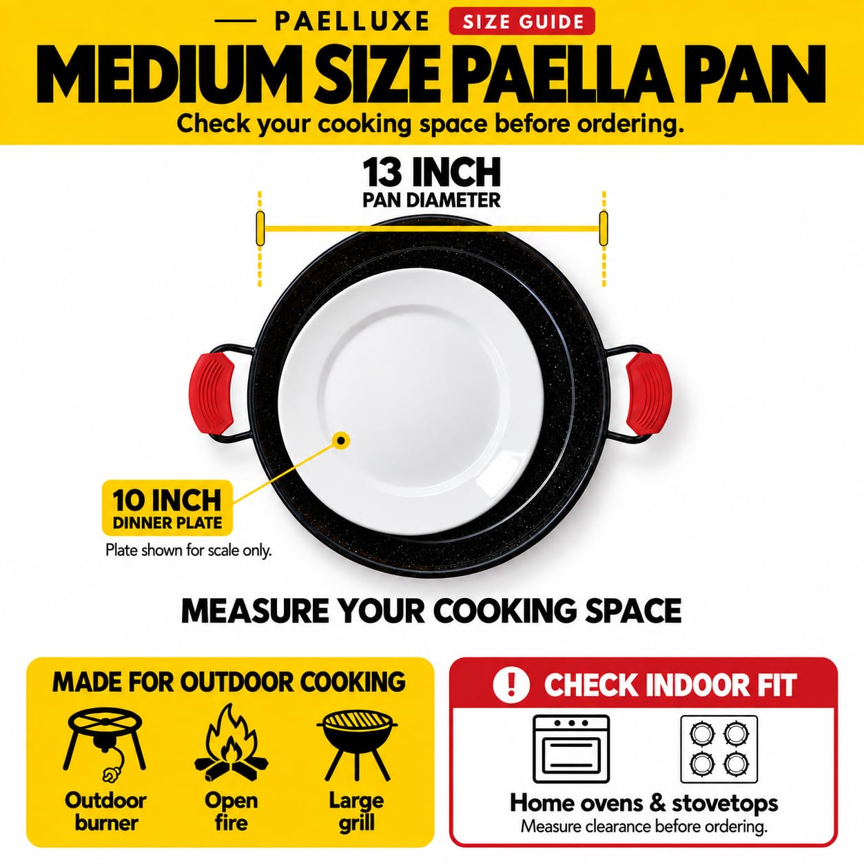 Paelluxe 13 Inch Paella Pan - Enameled Steel -2