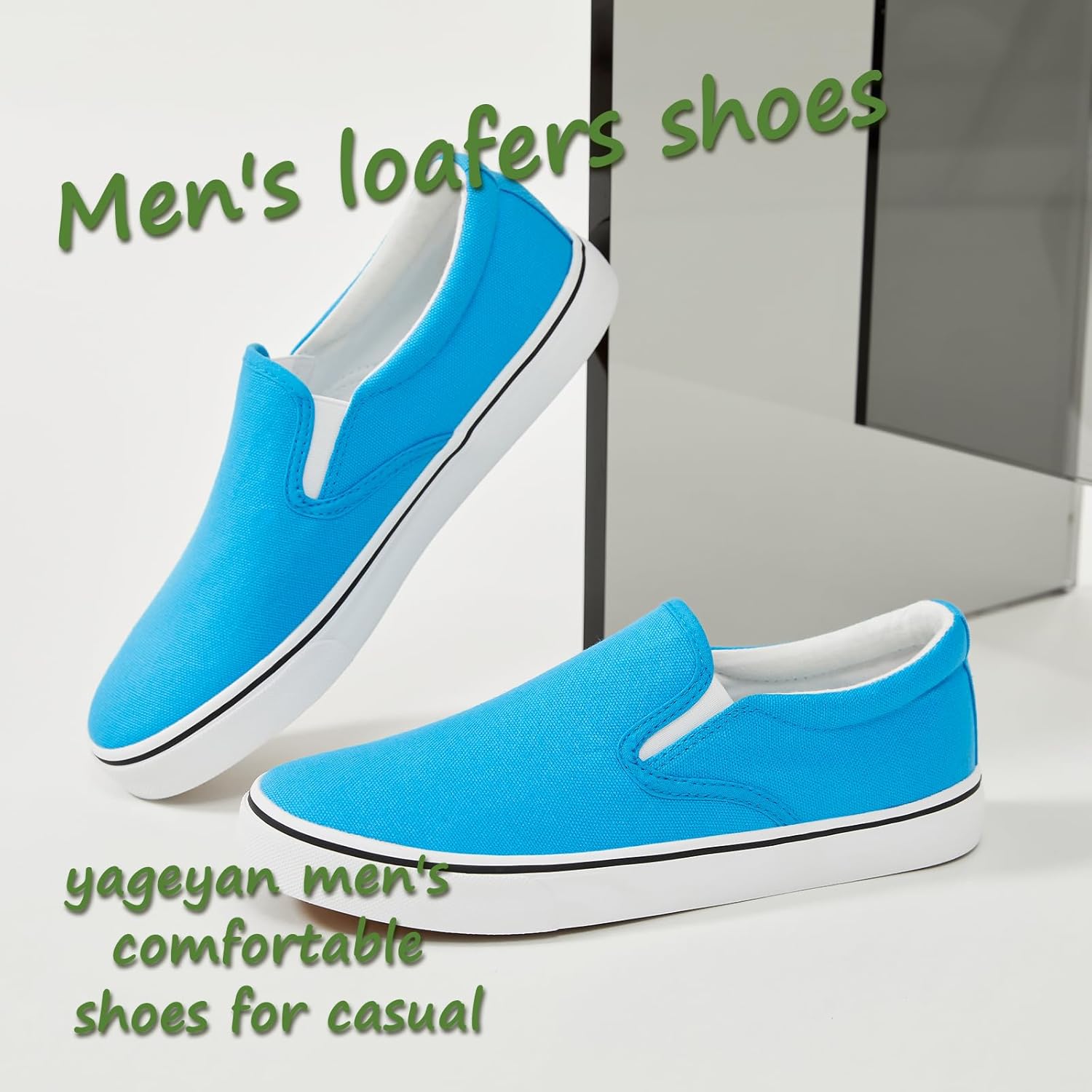 yageyan Mens Slip on Sneakers Loafers Shoes Canvas Black Shoes Canvas Blue Casual Fashion Shoes - Image 5