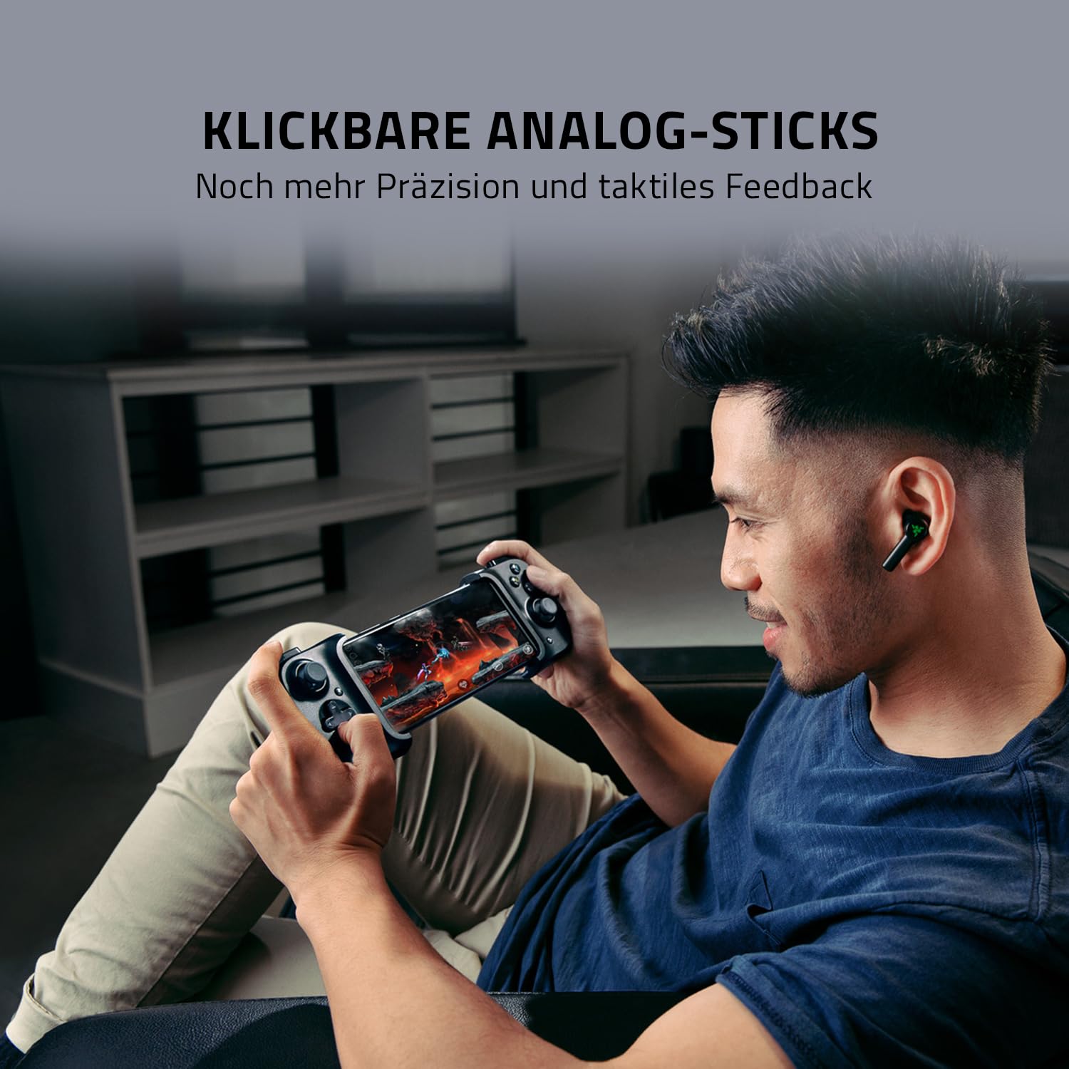 Razer Kishi für iOS (iPhone) - Smartphone Gaming Controller (USB-C Anschluss, Ergonomisches Design, Individuelle Passform, Analog-Stick, Ultra niedrige Latenz) Schwarz