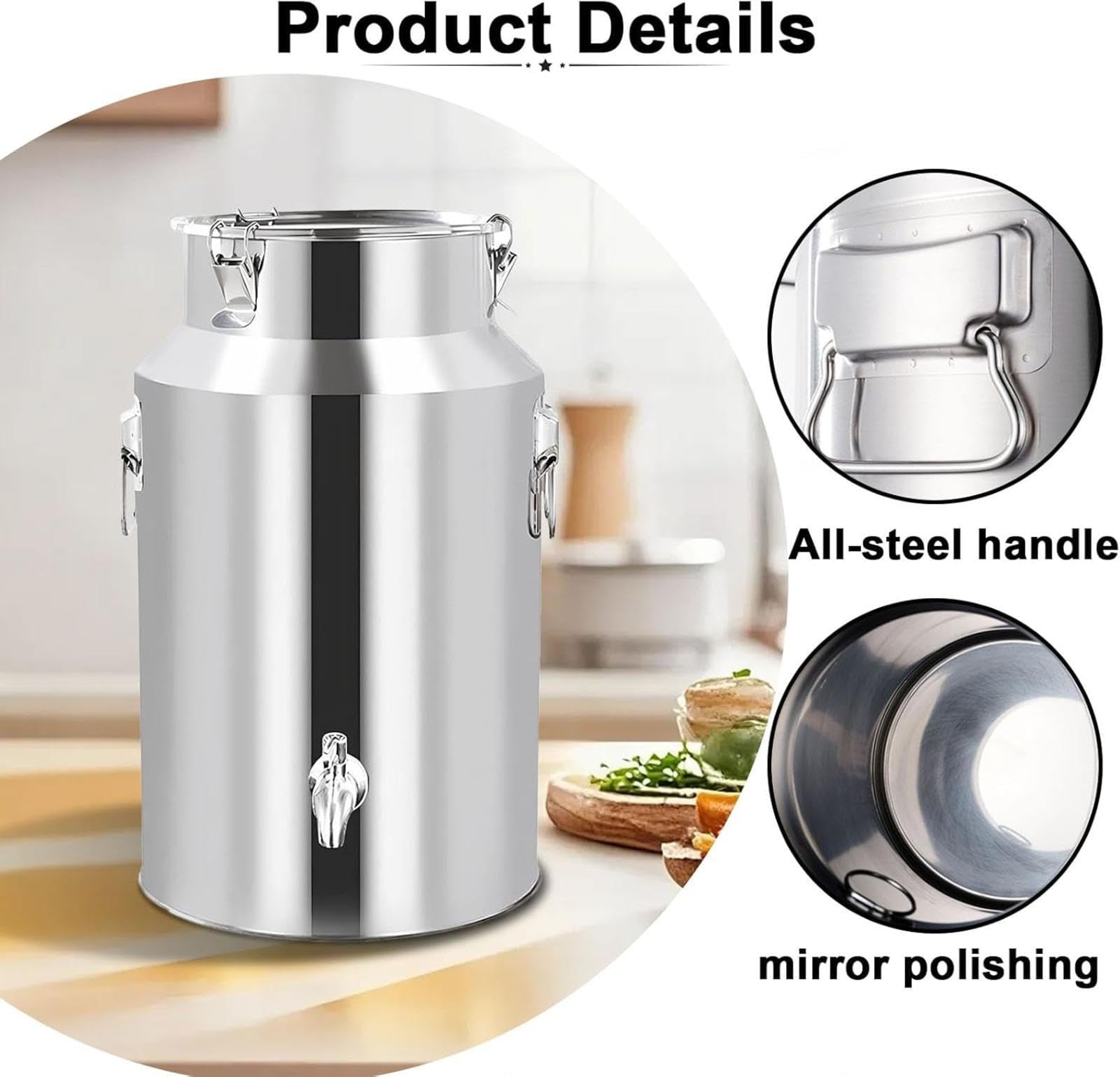Contenedor de transporte de bebidas y aceite de acero inoxidable con grifo, solución de almacenamiento de líquidos duradera para el hogar, cocina y uso al aire libre