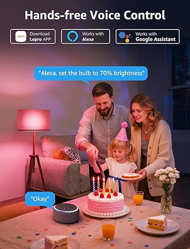 Miniatura 3 de Lepro B3 bombillas LED inteligentes AI - 1500LM 100W equivalentes A21, bombilla RGBWW que cambia de color con WiFi y Bluetooth, funciona con Alexa